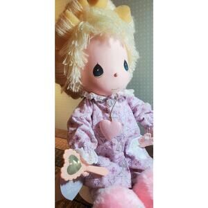 VTG 1985 Precious Moment Sylvie 15” Doll Curler Mirror Locket Applause Tag Stand